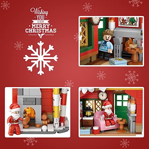 Weihnachtshaus Geschenk Mini Blöcke Kinder Bausatz, 788 Stück Lebkuchenhaus Bausteine Modell Set Lebkuchenhaus mit Weihnachtsmann Figur, Weihnachtshaus-Spielzeug (Christmas House)