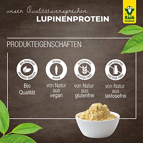 Raab Vitalfood Bio Lupinen Protein I Veganes Protein-Pulver mit 39% pflanzlichem Eiweiß & allen 8 essentiellen Fettsäuren I Ideal für Protein-Shakes, Smoothies, Bowls & zum Backen I Made in Germany