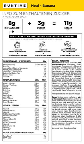 Runtime Meal - vollwertiger Mahlzeitenersatz-Shake für langanhaltende Sättigung, Energie, Konzentration und Leistungsfähigkeit, mit Vitaminen und Nährstoffen (Banana, 15 Meals, 1500g)