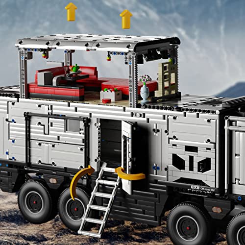 LOTFUN Technik Geländewagen LKW, 8x8 Wohnmobil Truck Kompatibel mit Lego Technic Auto - 6080 Teilen, 75 x 19,5 x 35,2cm