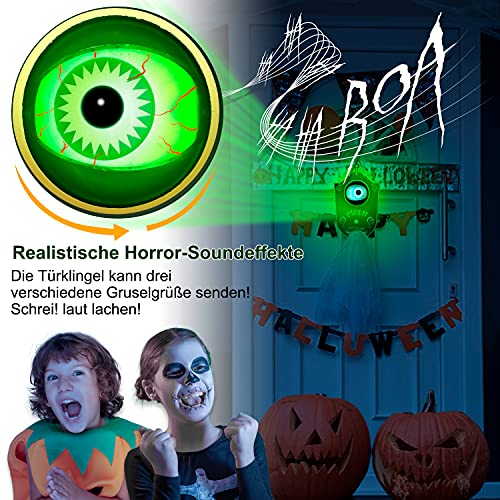 Halloween Deko, Halloween Türklingel Halloween Animatronic Augapfel mit Gruseligen Geräuschen, Halloween Deko Outdoor für Spuk Haus Halloween Party Deko, Halloween Dekoration, Gothic Deko