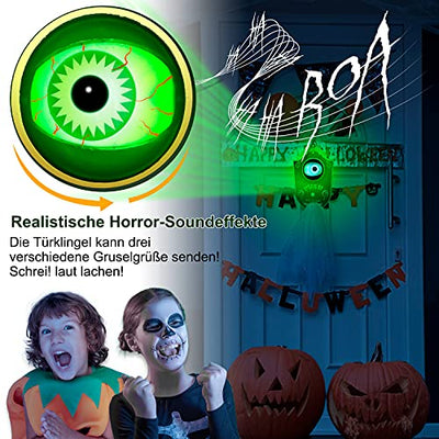 Halloween Deko, Halloween Türklingel Halloween Animatronic Augapfel mit Gruseligen Geräuschen, Halloween Deko Outdoor für Spuk Haus Halloween Party Deko, Halloween Dekoration, Gothic Deko