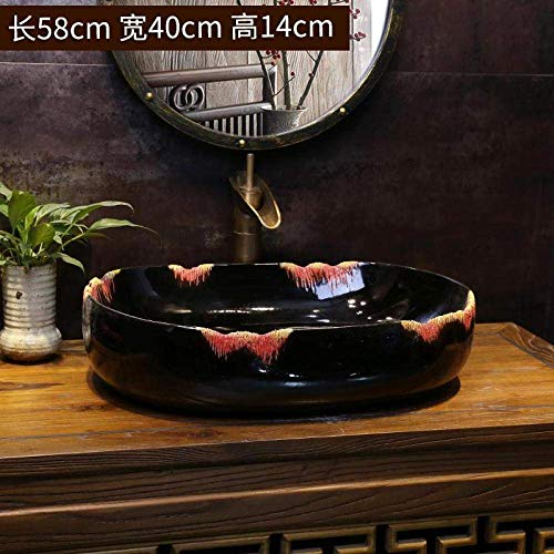 WEHOLY Harz Waschbecken Naturstein Oval Einbau Oval Imitation Marmor Badezimmer Keramik Waschbecken Chinesisches Waschbecken Porzellan Counter Top braune Keramik Waschbecken