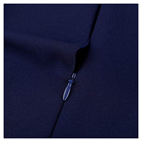 MIUSOL Damen Business Cocktailkleid Karree-Ausschnitt 3/4 Arm Reißverschluss Schößchen Kleid Navy Blau XL