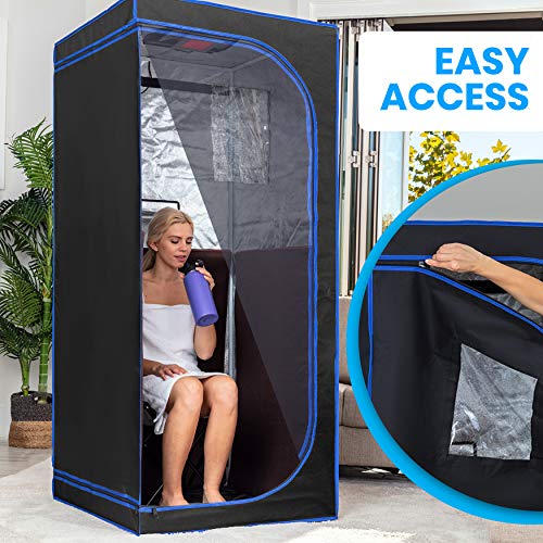 SereneLife SLISAU30BK Full Size Portable Sauna - Infrarotheizung Personal Home S, schwarz