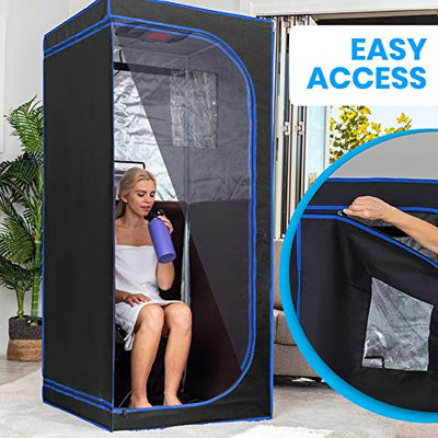 SereneLife SLISAU30BK Full Size Portable Sauna - Infrarotheizung Personal Home S, schwarz