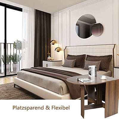 RELAX4LIFE Klapptisch Esstisch, Küchentisch Klappbar, Esszimmertisch 60 kg belastbar, Faltbarer Konsolentisch aus Holz, Kaffeetisch für 6 Personnen, Beistelltisch für Esszimmer & Küche & Büro, braun