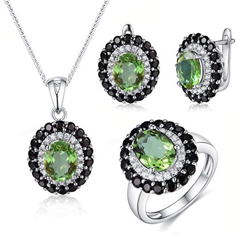 Farbwechsel Sultanit Schmuck-Set, 925 Sterlingsilber, künstlicher Diaspore-Zirkon, Ohrringe, Ring, Edelstein, Schmuck für Damen, Geschenk, 2020