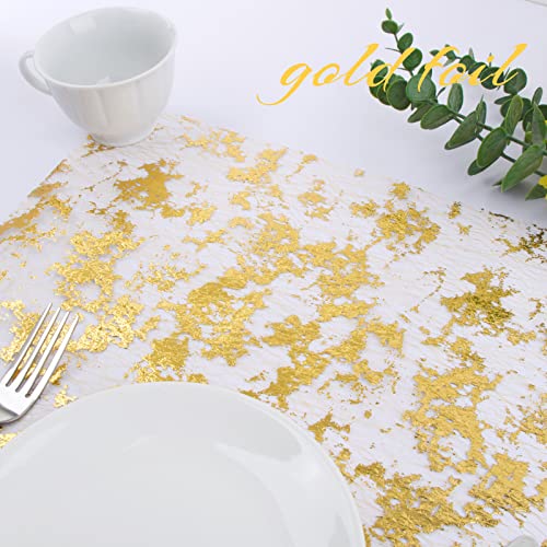 29cm x 9 Meter Tischläufer Glänzend Gold Tischband Tüllband Polyester Tischdekoration für Party Hochzeit Weihnachten Kommunion Festfeier usw.