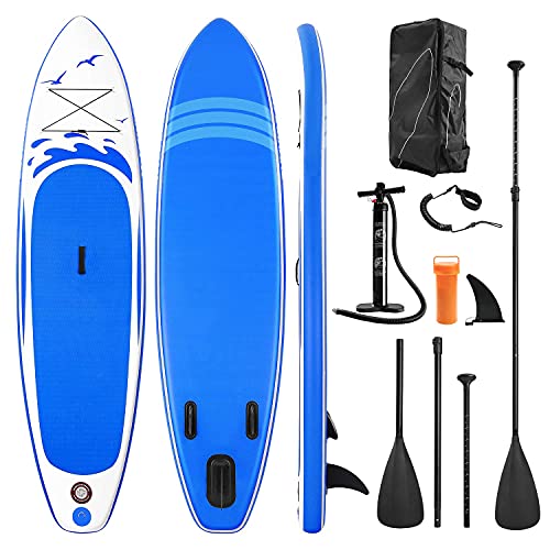 Stand Up Paddling Board Aufblasbares Paddle Board SUP Paddle Board Zubehör Rucksack Paddle Line Pumpe Rutschfestes Deck Angeln Yoga 305 * 76 * 15cm Erwachsene & Jugendliche & Kinder