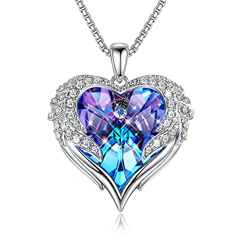 NEWNOVE Kette Damen Herz Halskette für Frauen Schmuck,Geschenk für Sie Frau Freundin Mama Valentinstag/Hochzeitstag/Jubiläum/Geburtstag/Weihnachten Lila