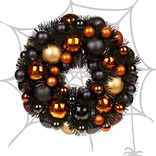 13 Zoll/33cm Halloween Kranz, Halloween Deko Garten, Halloween-Kranz für Haustür, Willkommenskranz, Halloween Deko, Bruchsicherer Halloween-Kugelschmuck, Weihnachtlicher Weihnachtskranz Outdoor