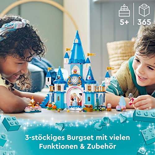 LEGO 43206 Disney Princess Cinderellas Schloss Spielzeug zum Bauen mit 3 Mini-Puppen, Puppenhaus inkl. Prinzessin Cinderella