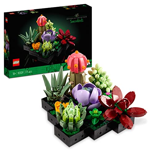 LEGO 10309 Icons Sukkulenten, Botanical Collection Set für Erwachsene zum Basteln, Zimmerdeko mit 9 künstlichen Mini-Pflanzen, Home Deko mit Blumen