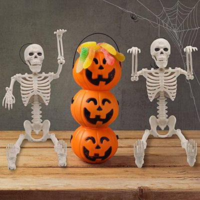 JOYIN 2 Pack 40.6cm Halloween Skelette | Bewegliche Ganzkörper-Gelenkskelette für Halloween Dekoration, Friedhofsdekorationen, Spukhauszubehör