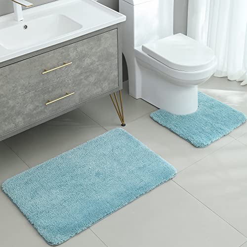 Badematte rutschfest, Badteppich für Badezimmer, Weich und Hochflor(30 mm) Badvorleger Vorleger für Badewanne, Waschbar Badezimmerteppich für Wohnzimmer Schlafzimmer, Meeresgrün, 60x90 cm