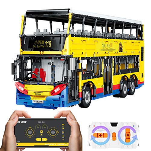 PEXL Technik Bus Ferngesteuert, Technik RC Doppeldecker-Bus Modell mit Fernbedienung und Motoren, 4255 Teile Technik Bus Bauset Kompatibel mit Lego Technic