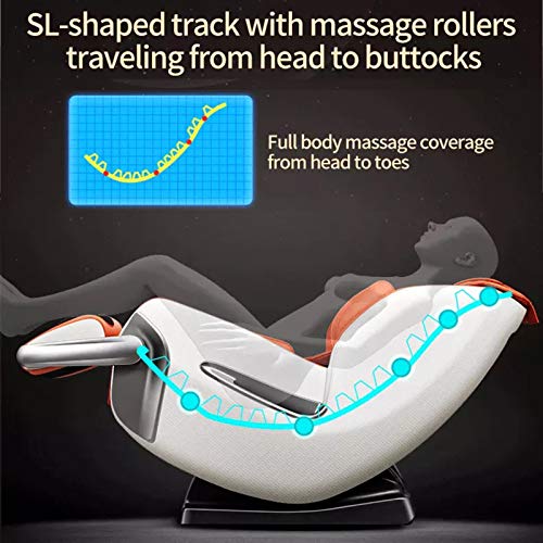 Lzour 4D Zero-Gravity-Massagestuhl, SL-Track-Shiatsu-Massage-Stuhl-Liegestühler mit Bluetooth-Music Sync-Massage, Champagner