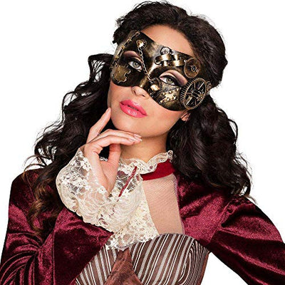 Boland 00209 - Augenmaske Steampunk, Retro-Maske im Bronzelook, mit Zahnrädern, Ketten und Nieten, Accessoire, Kostüm, Karneval, Mottoparty, Halloween