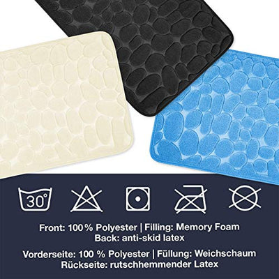 WohnDirect Badezimmerteppich mit Memory Foam - Rutschfester Badteppich - Badematte waschbar & schnelltrocknend auch ideal als Duschvorleger - Badvorleger 50 x 80 cm - Grau