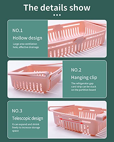 HapiLeap kühlschrank Schubladen, Einstellbare Lagerregal Kühlschrank Partition Layer Organizer, Ausziehbare Kühlschrank Schublade Organizer Kühlschrank Aufbewahrungsbox (4 Stück)