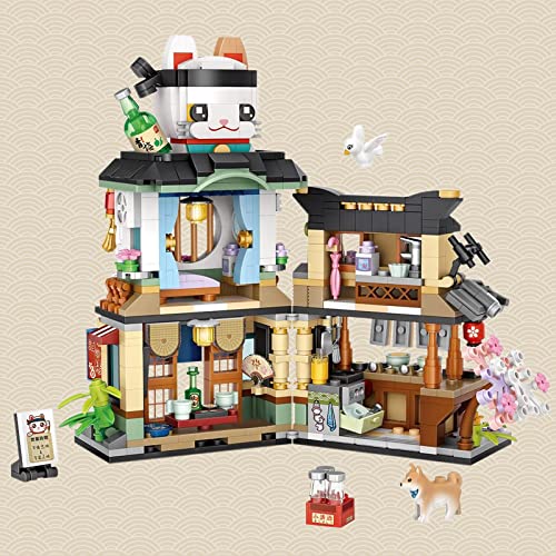 QLT Japanisch Straßenansicht Izakaya Shop Mini Bausteine, MOC Creative STEM Japanisch Toys Friends mädchen Model Set, 789 PCS Klemmbausteine Haus Toy Gift (Nicht kompatibel mit Lego Bausteine)