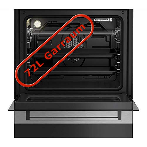 Beko Standherd mit Gas Kochfeld 60cm edelstahl elektro Backofen Grill Umluft Heißluft 3D Kochen Display freistehend