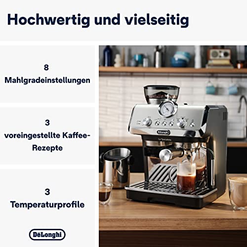 De'Longhi La Specialista Arte EC 9155.MB Espresso Siebträgermaschine, Espressomaschine mit Professioneller Milchaufschäumdüse, inkl. Barista-Kit, Edelstahl/Schwarz