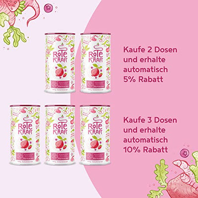 Rote Kraft - Smoothie Pulver - Mit Wurzeln & Beeren u.a. Maca, Kurkuma, Guarana, Yerba Mate, Himbeeren, Açai, Goji Beeren - 600 Gramm