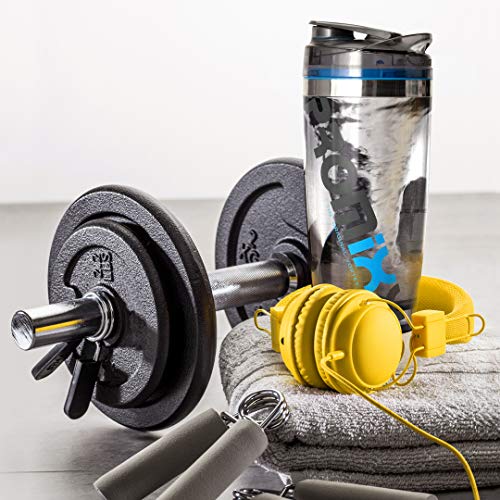 PROMiXX iX-R Elektrischer Eiweiß Shaker/Protein Shaker/USB wiederaufladbar | mit integriertem Proteinbehälter | mit Edelstahl-Trim 600ml