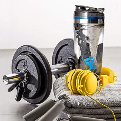 PROMiXX iX-R Elektrischer Eiweiß Shaker/Protein Shaker/USB wiederaufladbar | mit integriertem Proteinbehälter | mit Edelstahl-Trim 600ml