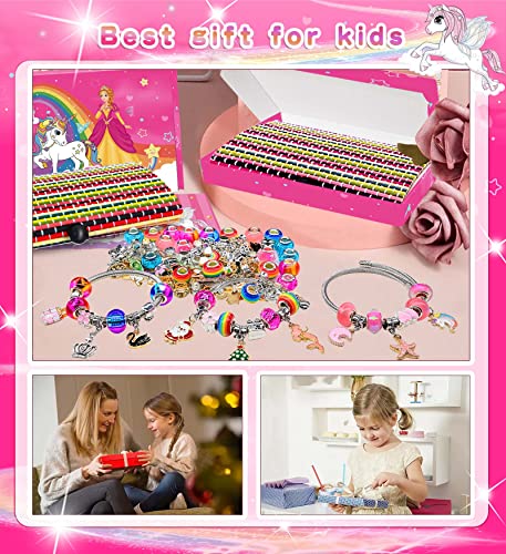 Mädchen Geschenke 6 7 8 9 10 11 Jahre, Charm Armband Kit DIY Spielzeug Basteln Mädchen 4 5 6 7 8 9 Jahre Geschenke für Mädchen Weihnachtsgeschenke für Mädchen Geschenk Geschenke 5-12 Jahre