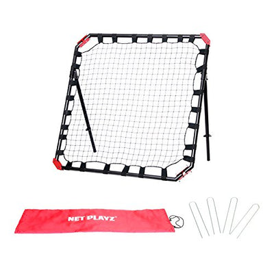 Net Playz - Fußball Kickback Rebounder Tor Stahl Rückprallwand einstellbar mobil faltbar für Indoor und Outdoor im Garten 120x120 cm