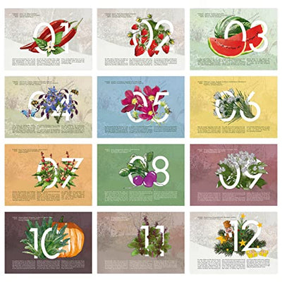 Saatgut Kalender 2023 Wandkalender A4: Garten Wandkalender 2023 – Monatskalender mit 24 Sorten Gemüse Samen, Kräuter, Obst, Blumen – OwnGrown Jahreskalender 2023