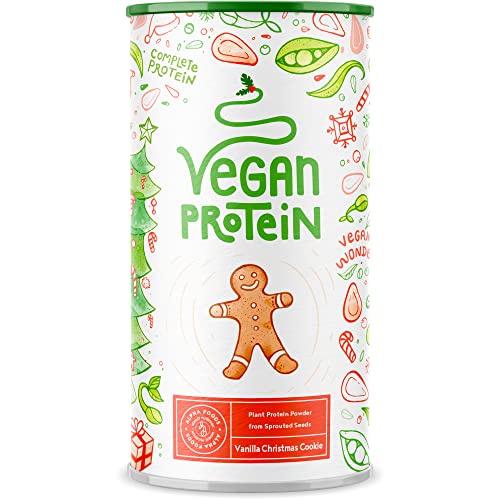 Vegan Protein - VANILLE KIPFERL - Pflanzliches Proteinpulver aus gesprossten Reis, Erbsen, Sojabohnen, Leinsamen, Amaranth, Sonnenblumen- und Kürbiskernen - 600g Pulver