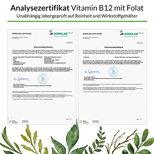 Vitamin B12-180 Tabletten - Hochwertig durch beide Aktivformen + Depot + Folat (5-MTHF aus Quatrefolic®) - Vegan, hochdosiert