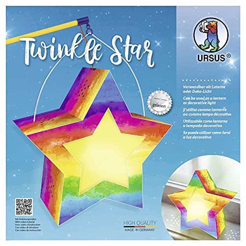 Ursus 18770006 - Twinkle Star "Aquarell", Bastel-Set für einen Stern, der als Laterne oder Deko-Licht genutzt werden kann, ideal für Sankt Martin, Lampion-Umzug oder als herbstliche Dekoration