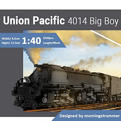 COMEL Technik Zug Eisenbahn Bausatz, 3200 Klemmbausteine Technik Union Pacific 4014 Big Boy City Güterzug Baustein Modell mit Motoren, 1:40 Technik Zug Dampflokomotive Kompatibel mit Lego Technic