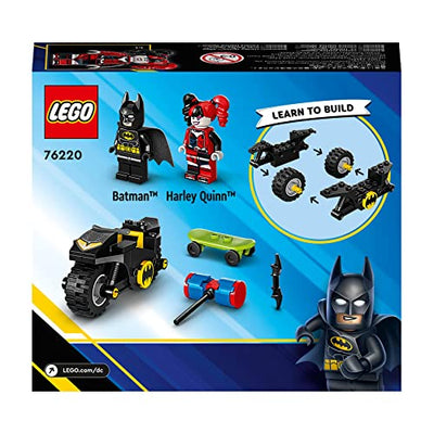 LEGO 76220 DC Batman vs. Harley Quinn, Superhelden-Set mit Action Figuren, Skateboard und Motorrad-Spielzeug für Jungen und Mädchen ab 4 Jahren