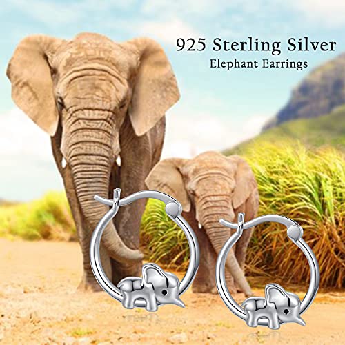 Elefant Ohrringe Mädchen 925 Sterling Silber Creolen Elefant Geschenk Elefanten Ohrstecke Hypoallergene Schmuck für Damen Frauen