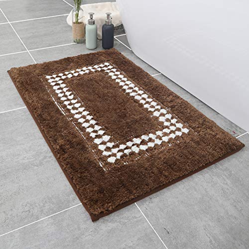 WCPQT Nicht-Slip Dick Mikrofasern Badematte,Wasserabsorber Maschinenwaschbare Badteppiche,Für Badezimmer Wohnzimmer Badewanne Braun 80x150cm(31x59inch)