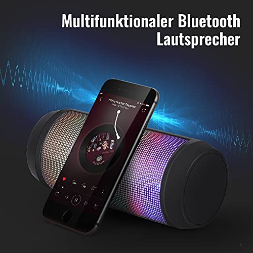 Bluetooth Lautsprecher Tragbarer Musikbox LED Bluetooth Box Kabellos mit Freisprechfunktion für Handy und PC Mikro-SD und USB