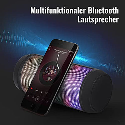 Bluetooth Lautsprecher Tragbarer Musikbox LED Bluetooth Box Kabellos mit Freisprechfunktion für Handy und PC Mikro-SD und USB