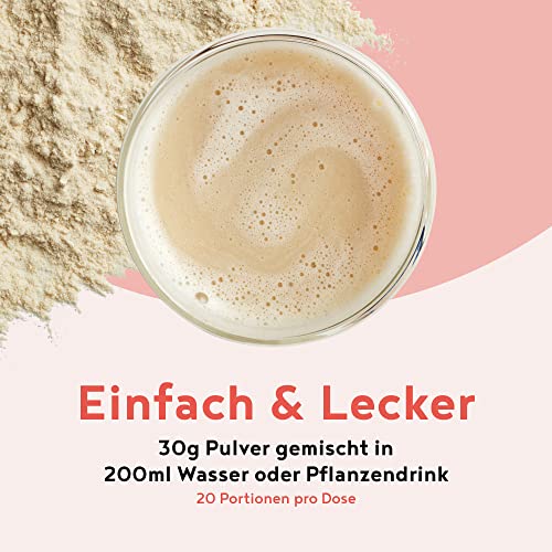 Vegan Protein - VANILLE KIPFERL - Pflanzliches Proteinpulver aus gesprossten Reis, Erbsen, Sojabohnen, Leinsamen, Amaranth, Sonnenblumen- und Kürbiskernen - 600g Pulver