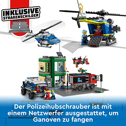 LEGO 60317 City Banküberfall mit Verfolgungsjagd mit Hubschrauber, Drohne und 2 LKWs, Polizei-Set, Weihnachtsgeschenkidee für Jungen und Mädchen ab 7 Jahren