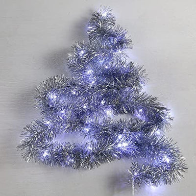 4X Weihnachten Lametta Girlande Weihnachtsbaum Ornamente Metallisch Glänzend Hängende Dekoration, Tannengirlande für Weihnachtsdekoration Weihnachtsdeko für Christbaum - 200 cm (Silber)