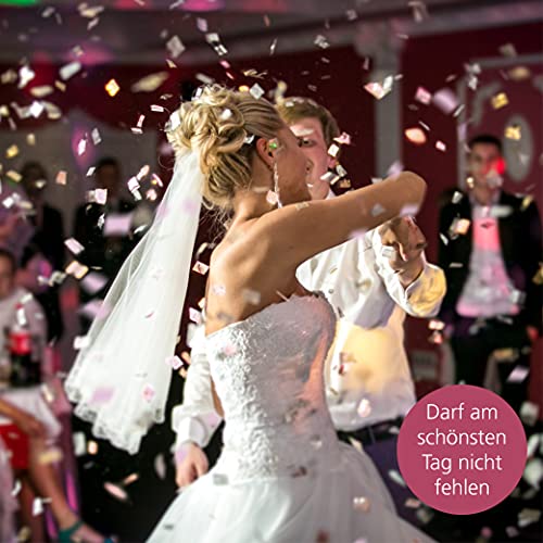 WeddingTree 6 x Konfettiwerfer Hochzeit ohne Knall - Bunter Partyspaß mit Konfetti durch Wurfbewegung - Party Popper als Partydeko für Geburtstage, Silverster und Hochzeiten