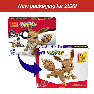 MEGA Construx GMD34 - Pokémon Jumbo Evoli (30cm), Bauset mit beweglicher Figur, Spielzeug ab 10 Jahren