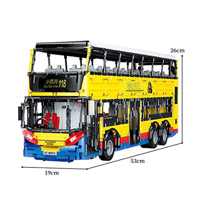 PEXL Technik Bus Ferngesteuert, Technik RC Doppeldecker-Bus Modell mit Fernbedienung und Motoren, 4255 Teile Technik Bus Bauset Kompatibel mit Lego Technic