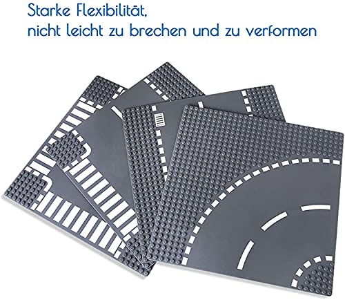 Bauplatten für Straßen, Städte, Straßenplatten,Classic Bausteine,Kompatibel mit meisten gängigen Marken, 25.5*25.5cm Platten-Set für Kreatives Spielen, Lernspielzeug